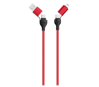 2GO 797370 câble USB 1,2 m USB A/USB C USB C/Lightning Noir, Rouge