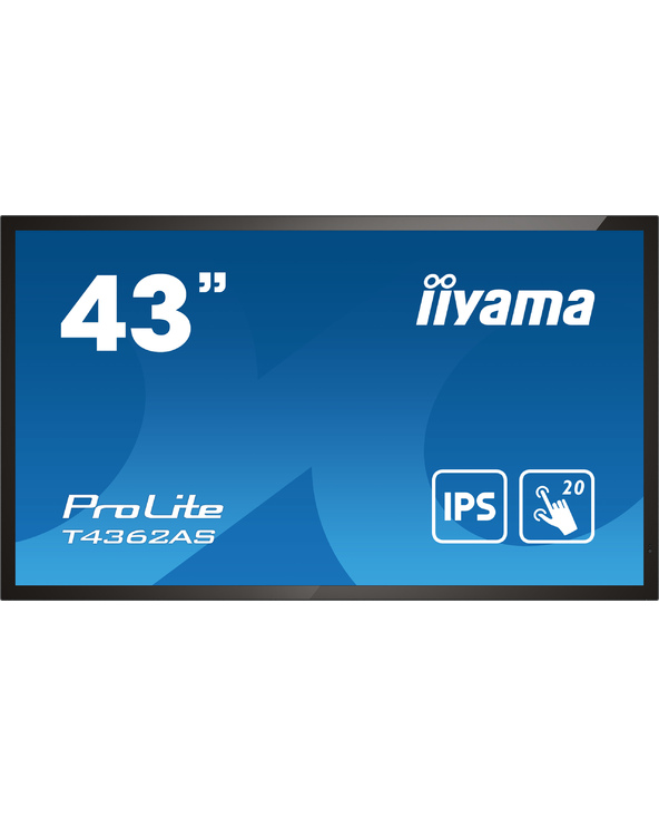 iiyama T4362AS-B1 affichage de messages Écran plat interactif 108 cm (42.5") IPS 500 cd/m² 4K Ultra HD Noir Écran tactile Intégr