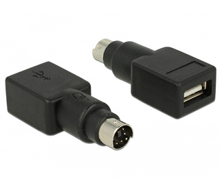 DeLOCK 65898 changeur de genre de câble PS/2 USB Type-A Noir, Acier inoxydable