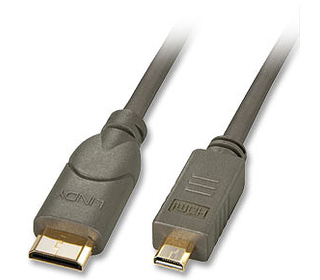 Lindy 0.5m HDMI câble HDMI 0,5 m HDMI Type C (Mini) HDMI Type D (Micro) Noir