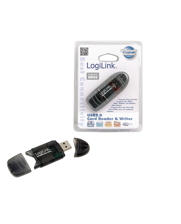 LogiLink Cardreader USB 2.0 Stick external for SD/MMC lecteur de carte mémoire Noir