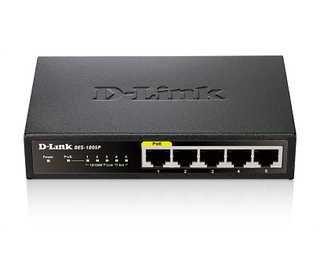 D-Link DES-1005P commutateur réseau Non-géré Connexion Ethernet, supportant l'alimentation via ce port (PoE) Noir