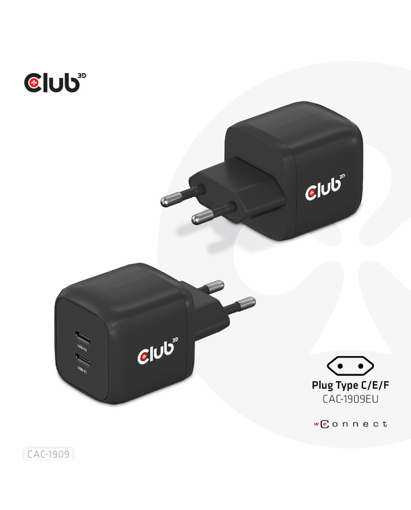 CLUB3D CAC-1909EU chargeur d'appareils mobiles Noir Intérieure