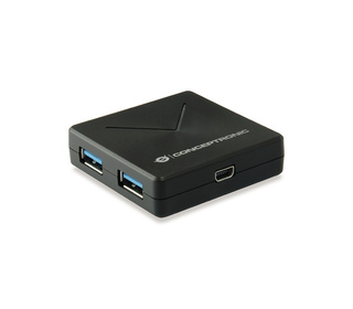 Conceptronic HUBBIES02B hub & concentrateur USB 3.2 Gen 1 (3.1 Gen 1) Mini-B 5000 Mbit/s Noir