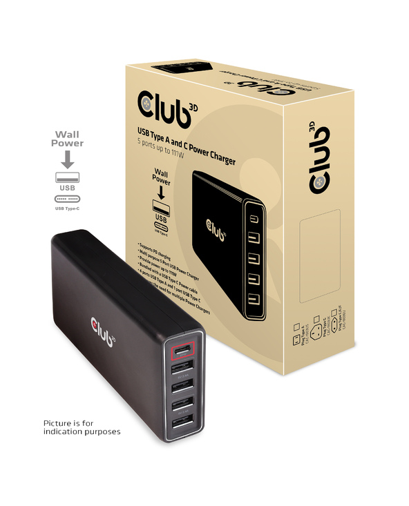 CLUB3D CAC-1903EU chargeur d'appareils mobiles Noir Intérieure