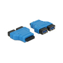 DeLOCK USB3.0/2xUSB3.0 2 x USB 3.0-A Noir, Bleu
