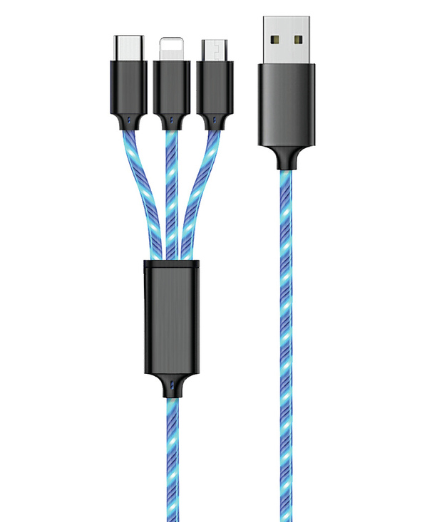 2GO 797315 câble USB 1,5 m USB B USB C/Micro-USB B/Lightning Noir, Bleu