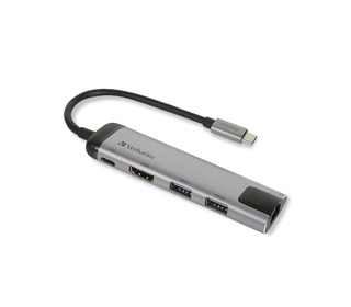 Verbatim 49141 station d'accueil USB 3.2 Gen 1 (3.1 Gen 1) Type-C Noir, Argent
