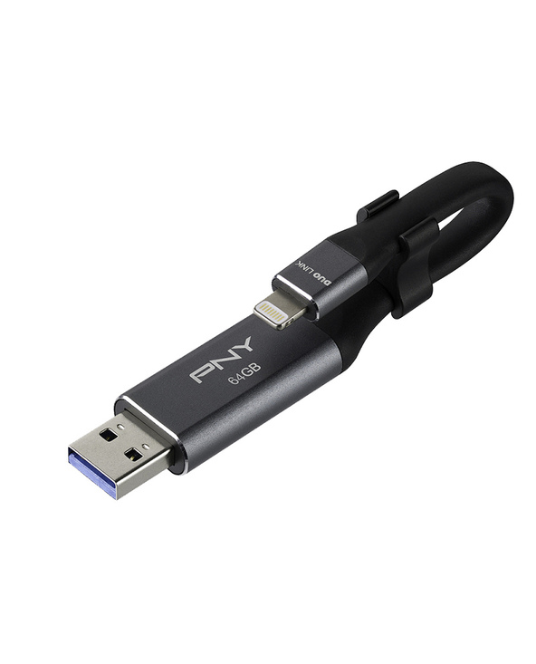 PNY Duo-Link 3.0 lecteur USB flash 64 Go USB Type-A / Lightning 3.2 Gen 1 (3.1 Gen 1) Gris