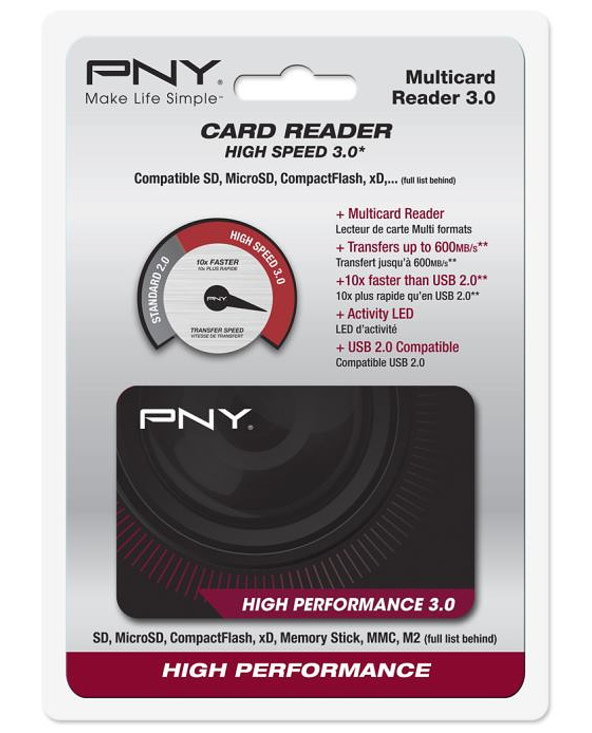 PNY High Performance Reader 3.0 lecteur de carte mémoire USB 3.2 Gen 1 (3.1 Gen 1) Noir