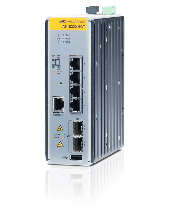 Allied Telesis AT-IE200-6GT Géré L2 Gigabit Ethernet (10/100/1000) Noir
