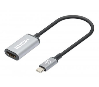 Manhattan 153706 câble vidéo et adaptateur 0,15 m USB Type-C HDMI Noir, Argent