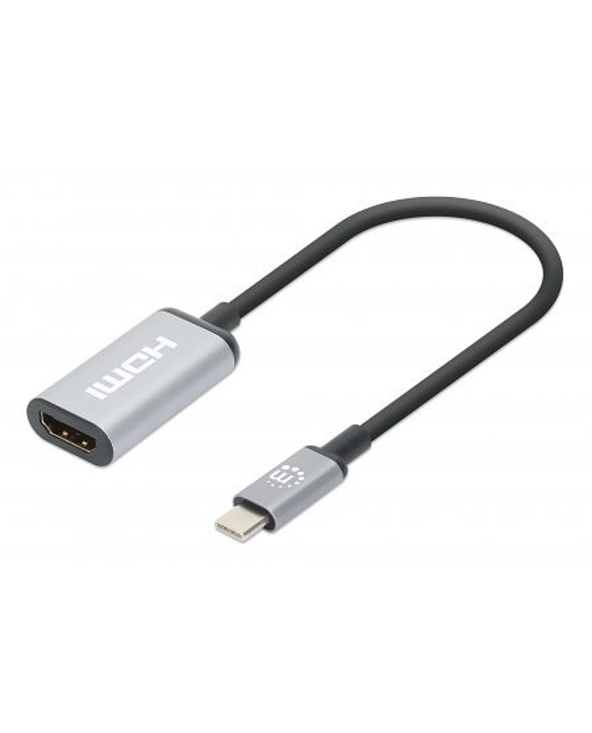 Manhattan 153706 câble vidéo et adaptateur 0,15 m USB Type-C HDMI Noir, Argent