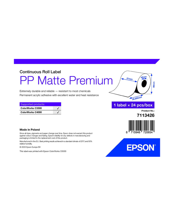 Epson 7113426 étiquette à imprimer Blanc Imprimante d'étiquette adhésive