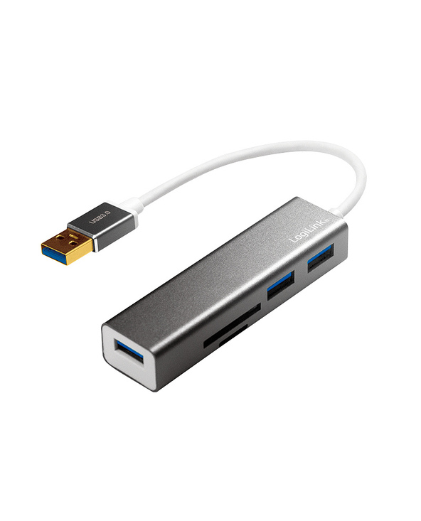 LogiLink UA0306 station d'accueil USB 3.2 Gen 1 (3.1 Gen 1) Type-A Argent, Blanc