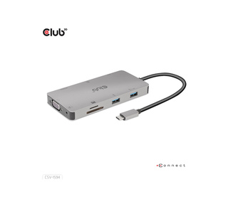 CLUB3D CSV-1594 station d'accueil USB 3.2 Gen 1 (3.1 Gen 1) Type-C Noir, Gris