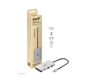 CLUB3D CSV-1543 station d'accueil USB 3.2 Gen 2 (3.1 Gen 2) Type-C Noir, Argent