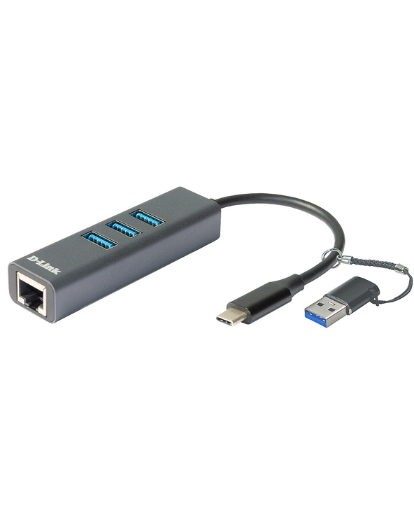 D-Link Adaptateur USB-C/USB vers Gigabit Ethernet avec 3 ports USB 3.0 DUB-2332