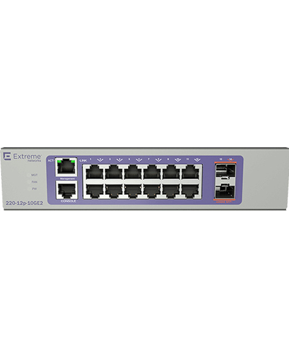 Extreme networks 220-12P-10GE2 Géré L2/L3 Gigabit Ethernet (10/100/1000) Connexion Ethernet, supportant l'alimentation via ce po