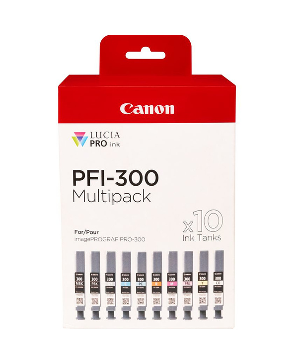 Canon PFI-300 cartouche d'encre 10 pièce(s) Original Noir, Bleu, Cyan, Gris, Magenta, Photo noire, Photo magenta, Rouge, Jaune