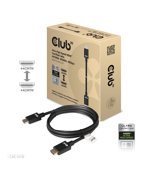 CLUB3D CAC-1370 câble HDMI 1,5 m HDMI Type A (Standard) Noir