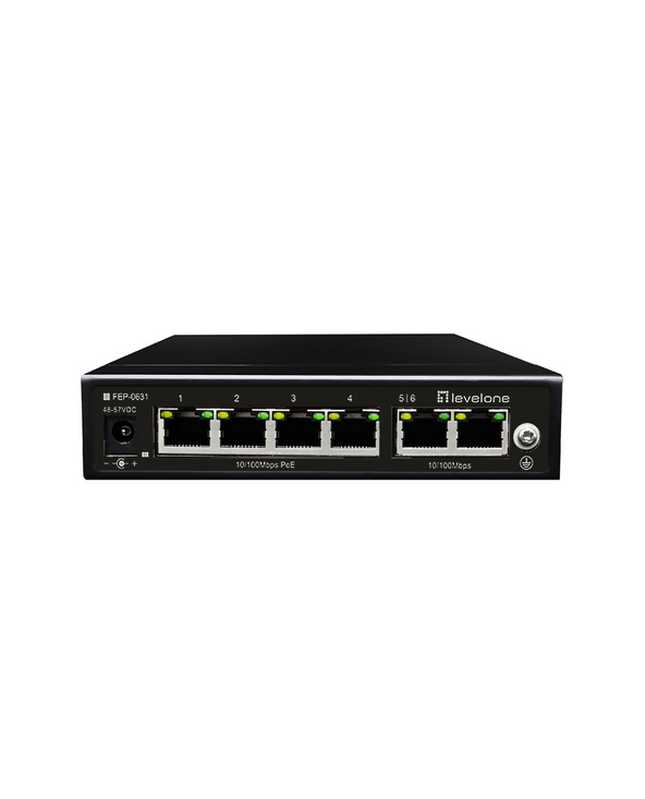 LevelOne FEP-0631 commutateur réseau Fast Ethernet (10/100) Connexion Ethernet, supportant l'alimentation via ce port (PoE) Noir