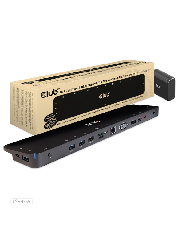 CLUB3D CSV-1565 station d'accueil USB 3.2 Gen 1 (3.1 Gen 1) Type-C Noir