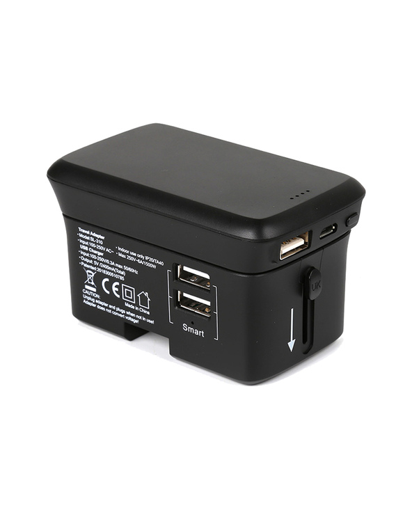 RealPower TravelCharge-4k Universel Noir USB Recharge sans fil Intérieure, Extérieure