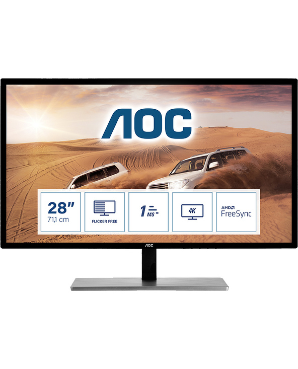 AOC 79 Series U2879VF 28" LCD 4K Ultra HD 1 ms Argent, Noir
