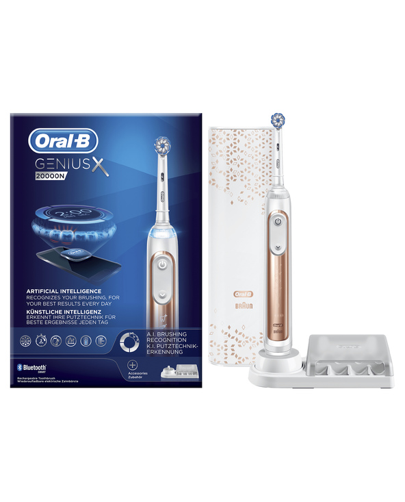 Oral-B Genius X 80324921 brosse à dents électrique Adulte Brosse à dents rotative oscillante Or rose, Blanc