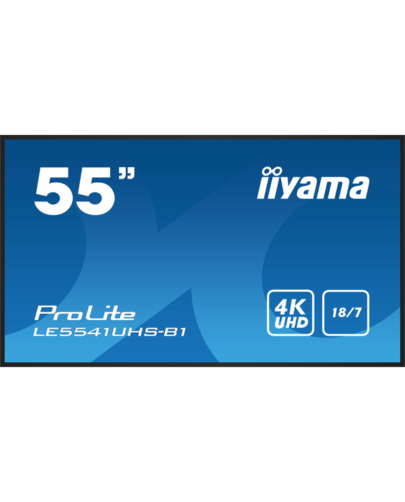 iiyama LE5541UHS-B1 affichage de messages Panneau plat de signalisation numérique 138,7 cm (54.6") LCD 350 cd/m² 4K Ultra HD Noi