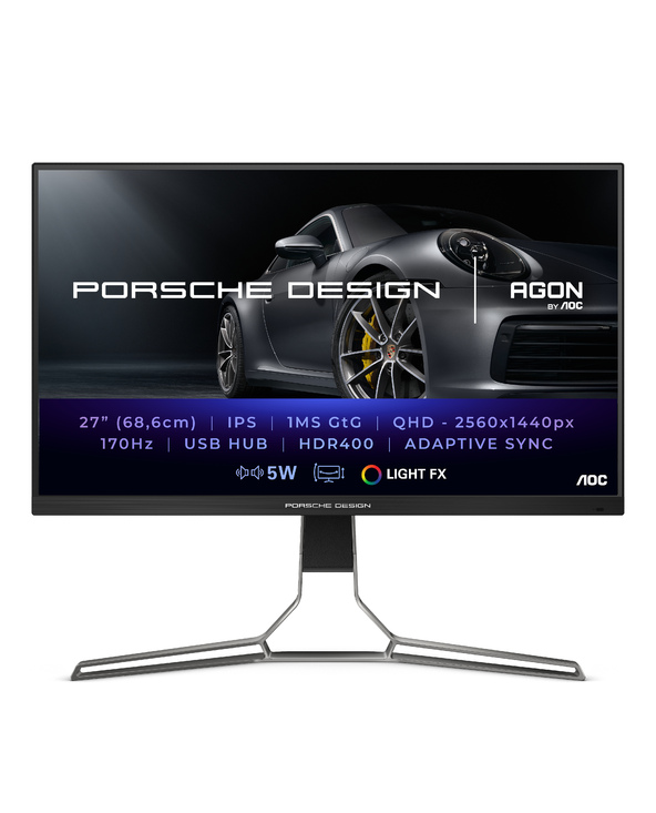 AOC Porsche PD27S 27" LCD Quad HD 1 ms Noir, Gris