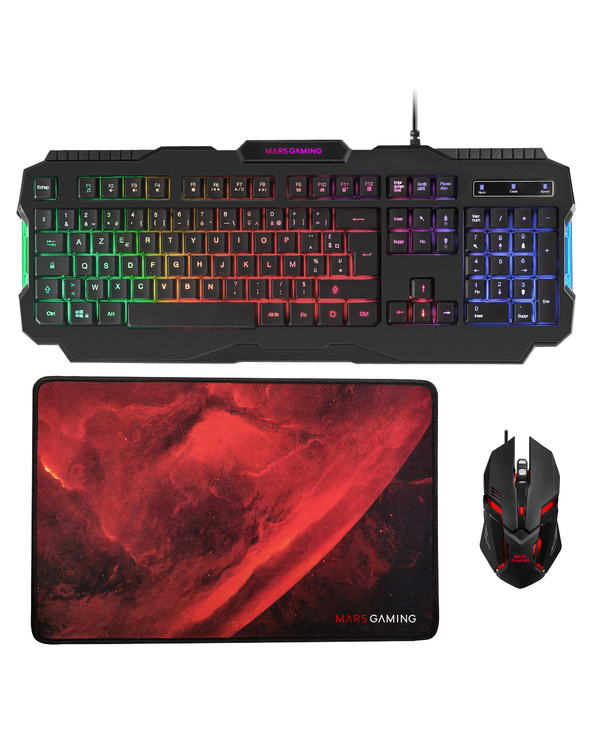 Mars Gaming MCP118FR clavier Souris incluse USB AZERTY Français Noir
