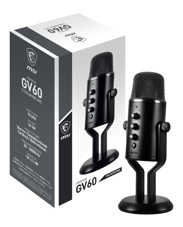 MSI IMMERSE GV60 STREAMING MIC microphone Noir Microphone de console de jeu