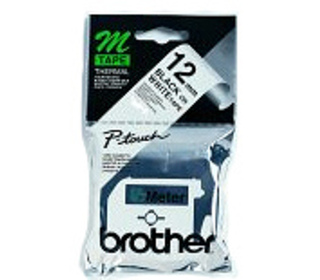 Brother Labelling Tape - 12mm, Black/White, Blister ruban d'étiquette M
