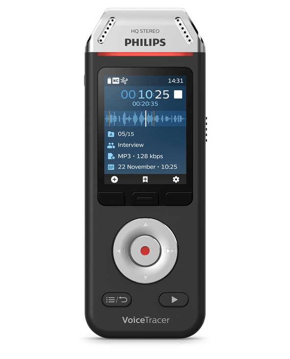 Philips Voice Tracer DVT2810/00 dictaphone Carte flash Noir, Chrome