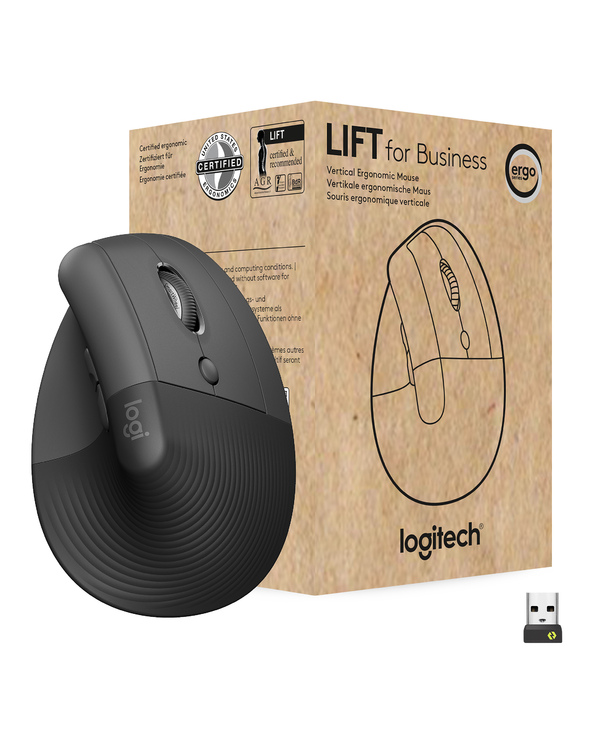 Logitech Lift for Business souris Droitier RF sans fil + Bluetooth Optique  4000 DPI