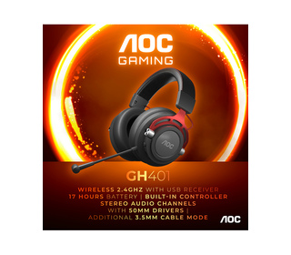 AOC GH401 écouteur/casque Avec fil &sans fil Arceau Jouer Noir, Rouge