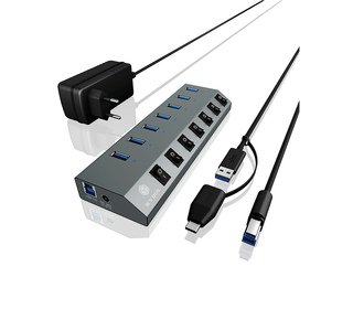 ICY BOX IB-HUB1701-C3 USB 3.2 Gen 1 (3.1 Gen 1) Type-B 5000 Mbit/s Anthracite