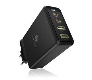 ICY BOX IB-PS104-PD Ordinateur portable, Smartphone, Tablette Noir Secteur Charge rapide Intérieure