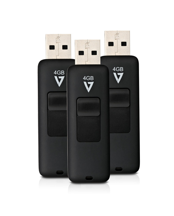 V7 VF24GAR-3PK-3E lecteur USB flash 4 Go USB Type-A 2.0 Noir