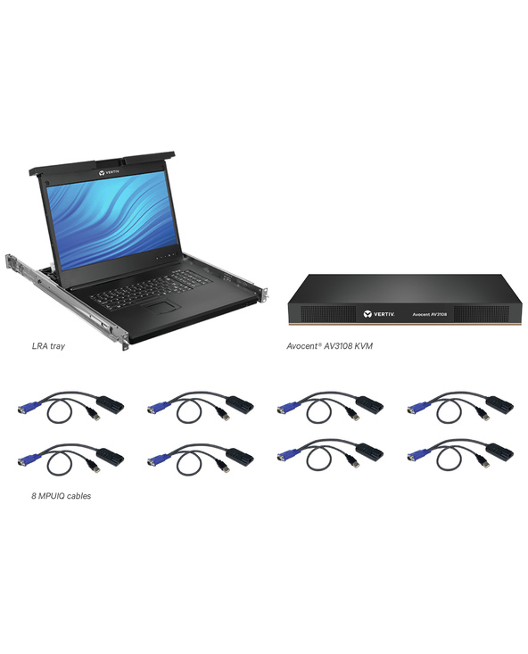 Vertiv Avocent 8 Ordinateur(s) - 47 cm (18,5") LED - UXGA - 1600 x 1200 - 16:9Port PS / 2USBVGA - Clavier - Pavé tactile - 120 V