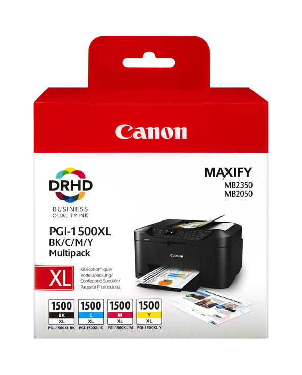 Canon Multipack de cartouches d'encre noire/cyan/magenta/jaune haut rendement PGI-1500XL