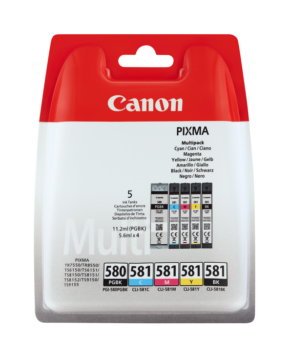 Canon Multipack de cartouches d'encre pigmentée PGI-580BK/CLI-581 BK/C/M/Y