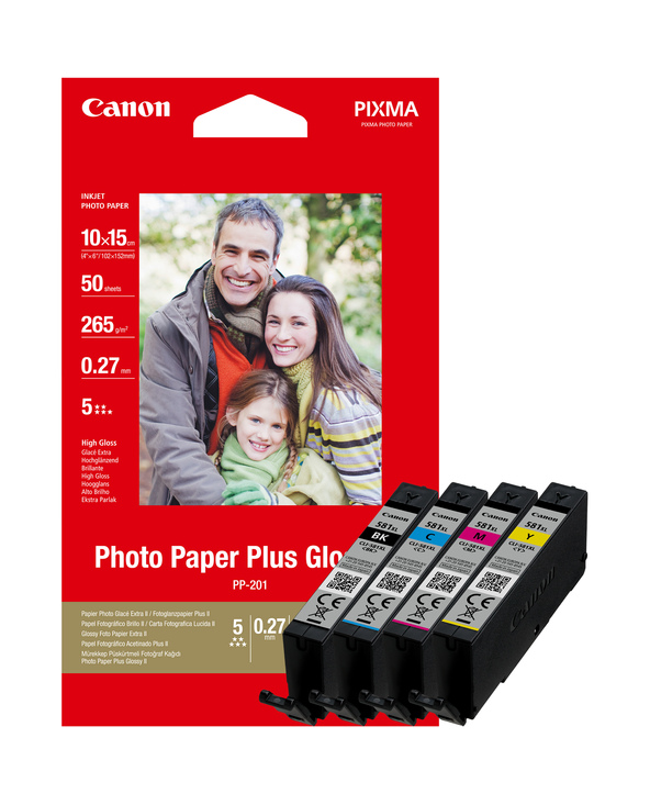 Canon Pack économique cartouches d'encre à haut rendement CLI-581XL BK/C/M/Y + papier photo