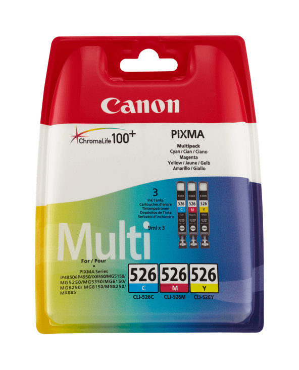 Canon Multipack de cartouches d'encre couleur CLI-526 C/M/Y