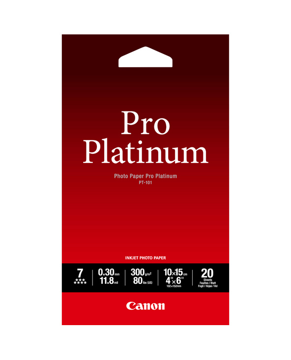 Canon Papier photo professionnel Platinum 4 × 6 po (10 × 15 cm) PT-101 - 20 feuilles