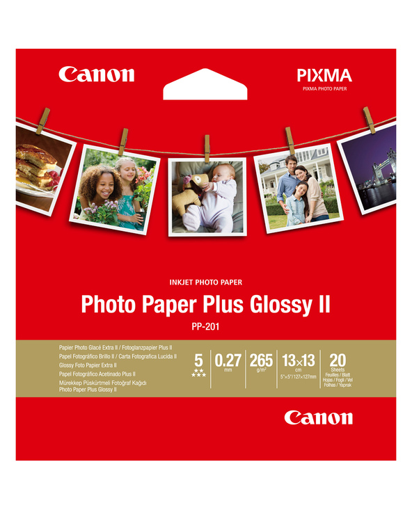 Canon Papier Photo Glacé Extra II PP-201 5 × 5 po (13 × 13 cm) - 20 feuilles