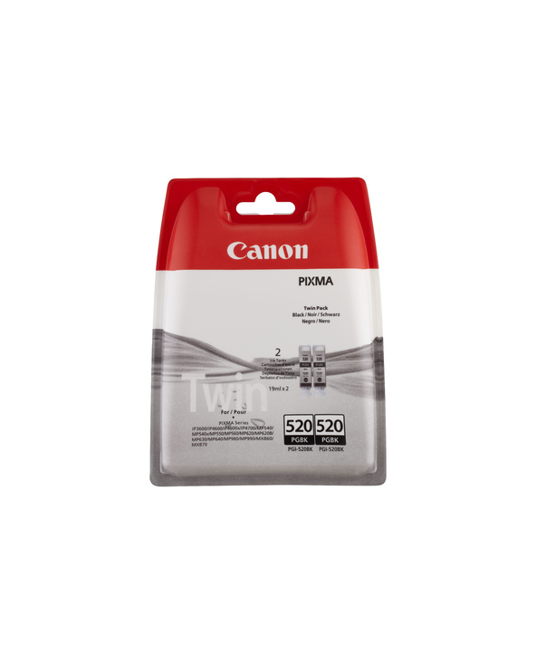 Canon Cartouche d'encre noire PGI-520BK (lot de deux paquets)