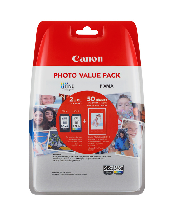 Canon Cartouche d'encre à haut rendement PG-545XL/CL-546XL + Pack économique de papiers photo